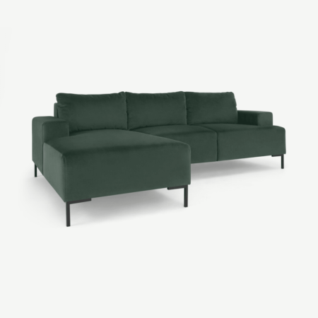 Frederik 3 Seater Left Hand Facing Compact Corner Chaise End Sofa, Autumn Green Velvet