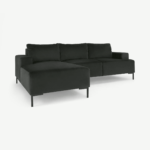 Frederik 3 Seater Left Hand Facing Compact Corner Chaise End Sofa, Dark Anthracite Velvet