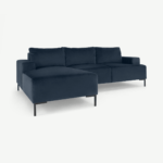 Frederik 3 Seater Left Hand Facing Compact Corner Chaise End Sofa, Sapphire Blue Velvet