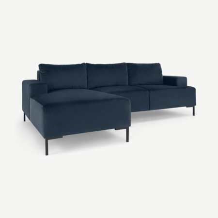 Frederik 3 Seater Left Hand Facing Compact Corner Chaise End Sofa, Sapphire Blue Velvet