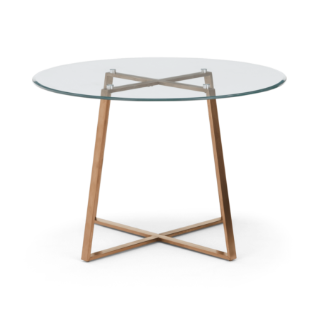 Haku 4 Seat Round Large Dining Table, Copper and Glass