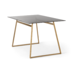 Haku 6 Seat Dining Table, Brass and Smoked glass