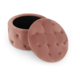 Hampton Small Round Storage Pouffe, Blush Pink Velvet