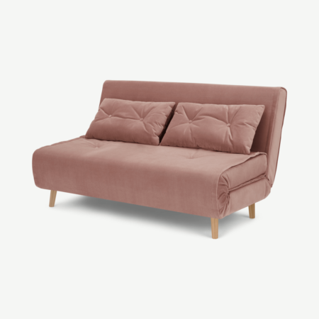 Haru Large Double Sofa Bed, Vintage Pink Velvet