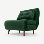 Haru Single Sofa Bed, Pine Green Velvet