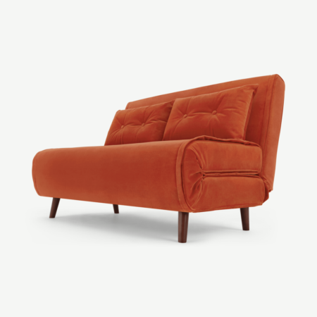 Haru Small Sofa bed, Flame Orange Velvet