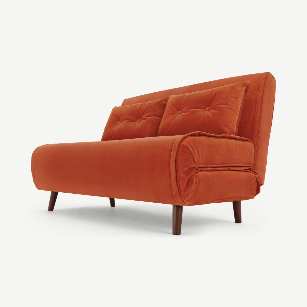 Haru Small Sofa bed, Flame Orange Velvet • Sofas Etc