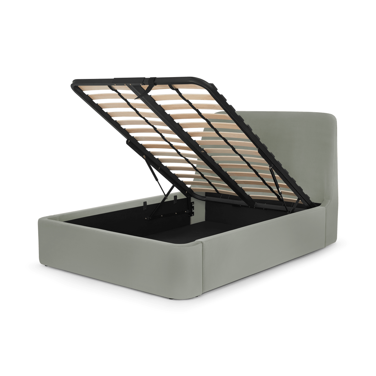 Hayllar King Size Bed with Ottoman Storage, Sage Green Velvet • Sofas Etc