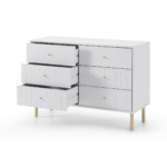 Hedra Wide Chest of Drawers, Grey & Brass
