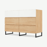 Hopkins Wide Chest Of Drawers, Oak Effect & White