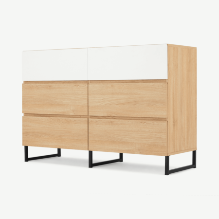 Hopkins Wide Chest Of Drawers, Oak Effect & White