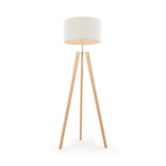 Irvin Tripod Floor Lamp, Natural Wood and White