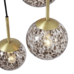 Julia 3 Light Cluster Chandelier Pendant, Tortoiseshell Glass & Brass
