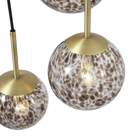 Julia 3 Light Cluster Chandelier Pendant, Tortoiseshell Glass & Brass