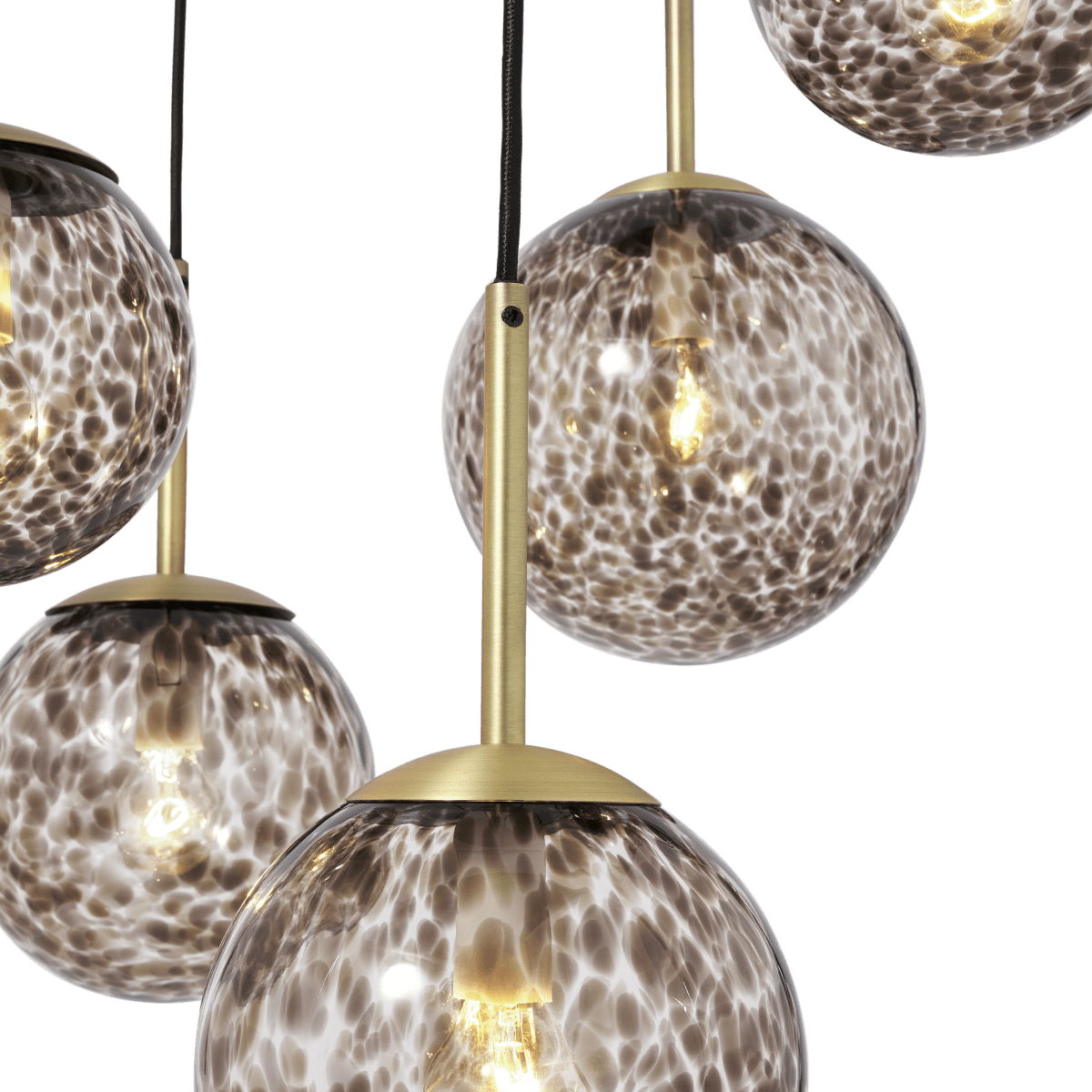 Lykke 3 Light Cluster Chandelier Pendant, Green Multi & Brass • Sofas Etc