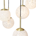 Julia 5 Light Chandelier Pendant, White Shell Glass & Brass