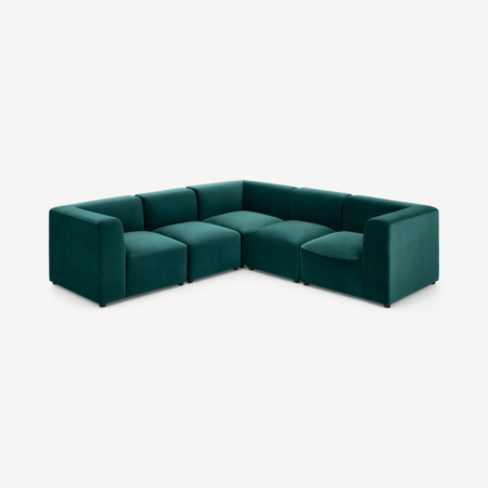 Juno 5 Seater Sofa Corner Group, Seafoam Blue Velvet