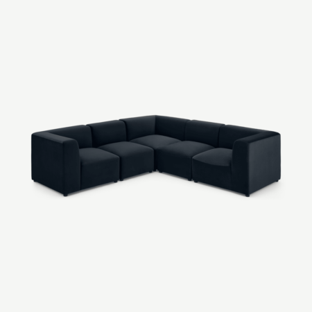 Juno 5 Seater Sofa Corner Group, Twilight Blue Velvet