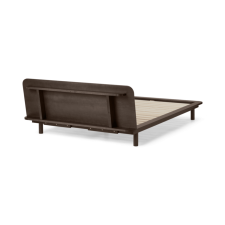 Kano Double Bed with Shelf, Walnut Stain Pine