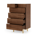 Keaton Tall Chest of Drawers, Walnut & Brass