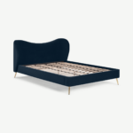 Kooper King Size Bed, Sapphire Blue Velvet