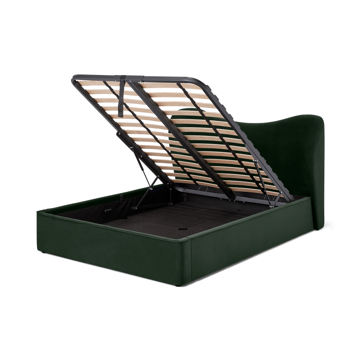 Kooper King Size Ottoman Storage Bed, Laurel Green Velvet • Sofas Etc