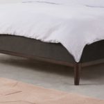 Lavelle Double Bed, Otter Velvet & Walnut Stain Legs