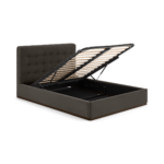 Lavelle King Size Ottoman Storage Bed, Otter Velvet & Walnut Stain Plinth