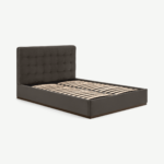 Lavelle Super King Size Ottoman Storage Bed, Otter Velvet & Walnut Stain Plinth