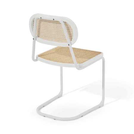 Leora Dining Chair, Cane & Ivory White