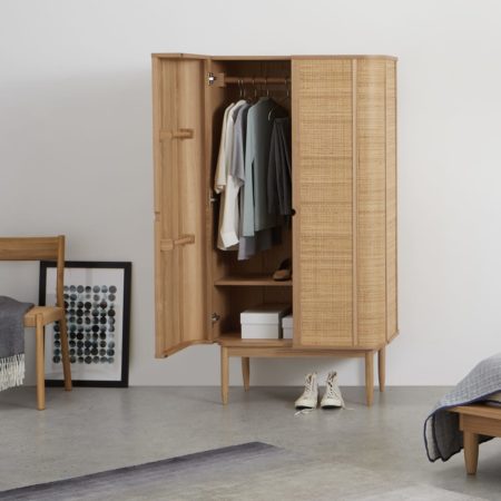 Liana Double Wardrobe, Ash & Rattan