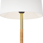 Lou Floor Lamp, Rattan Wrapped Stem and Brushed Brass