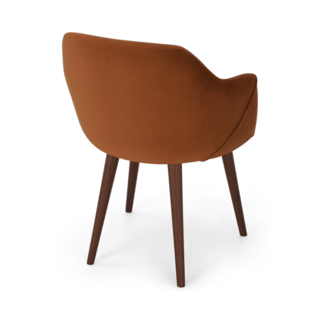 Lule Set of 2 Carver Dining Chairs, Rust Velvet & Walnut