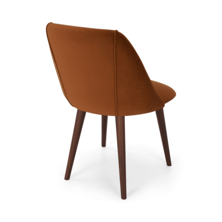 Lule Set of 2 Dining Chairs, Rust Velvet & Walnut
