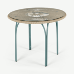Lyra Garden 4 seater Round Dining Table, Grey and Blue