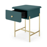 Maddie Bedside Table, Teal & Brass