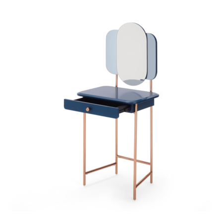 Maddie Dressing Table, Dark Blue and Copper