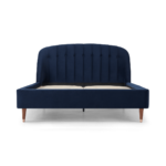 Margot Double Bed, Royal Blue Velvet & Dark Stain Copper Legs