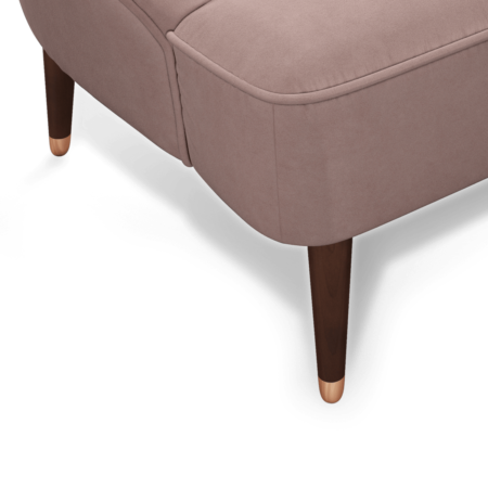 Margot Left Hand Facing Chaise Longue, Pink Cotton Velvet with Dark Wood Copper Legs