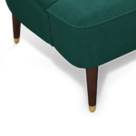 Margot Left Hand Facing Chaise Longue, Teal Cotton Velvet with Dark Wood Brass Leg