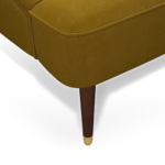 Margot Right Hand Facing Chaise Longue, Antique Gold Cotton Velvet with Dark Wood Brass Leg