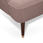 Margot Right Hand Facing Chaise Longue, Pink Cotton Velvet with Dark Wood Copper Legs