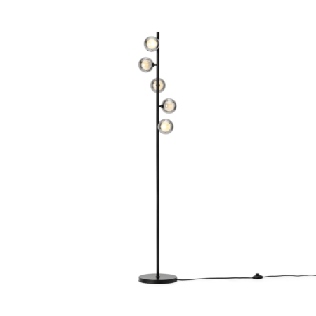 Masako LED Floor Lamp, Smoked & Opal Glass