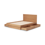 Meiko Double Bed with Drawer Storage, Pine