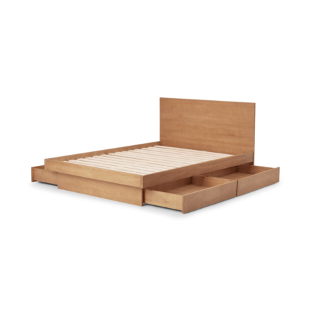 Meiko King Size Bed with Drawer Storage, Pine