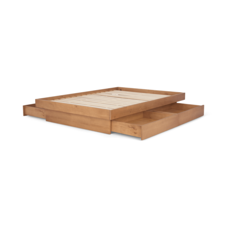 Meiko King Size Platform Bed with Drawer Storage, Pine