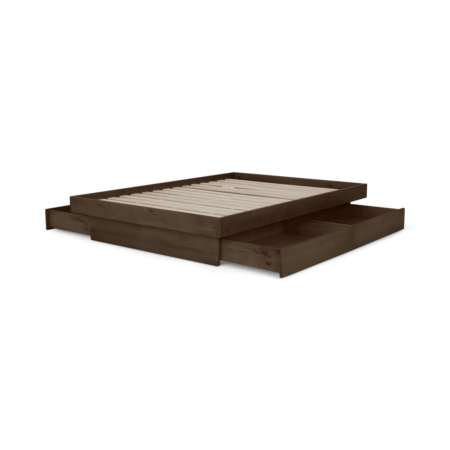 Meiko Super King Size Platform Bed with Drawer Storage, Walnut Stain Pine