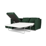 Milner Left Hand Facing Corner Storage Sofa Bed with Memory Foam Mattress, Bottle Green Velvet
