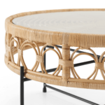 Moreno Coffee Table, Natural Cane & Glass