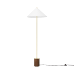 Natalie Floor Lamp, Dark Wood, Brass & White